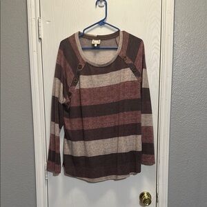 Cato Red and Cream Long Sleeve Tee